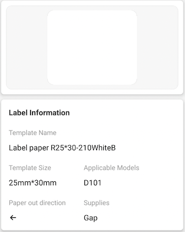 NB346 - NIIMBOT - D101 ONLY - R25X30MM - 210 LABELS PER ROLL - WHITE
