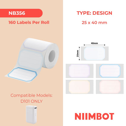 NIIMBOT - D101 Only - 25x40mm - Colour Border - 160 Labels