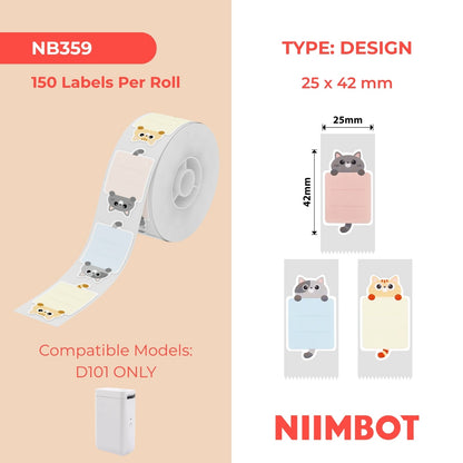 NIIMBOT - D101 Only - 25x42mm - Baby Cat - 150 Labels