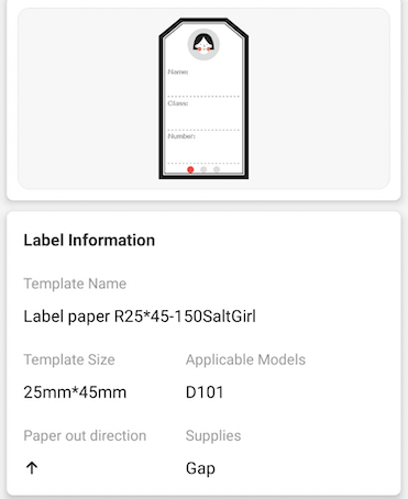 NB365 - NIIMBOT - D101 ONLY - R25X45MM - 150 LABELS PER ROLL - YOUNG GIRL DESIGN