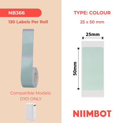 NB366 - NIIMBOT - D101 ONLY - 25X50MM - 130 GREEN COLOUR LABELS