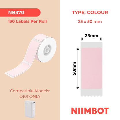 NIIMBOT - D101 Only - 25x50mm - Pink - 130 Labels
