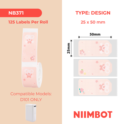 NB371 - NIIMBOT - D101 ONLY - 25X50MM - 125 SAKURA KNOT LABELS