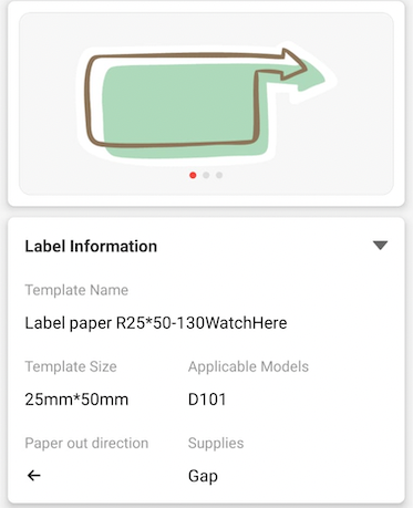 NB373 - NIIMBOT - D101 ONLY - R25X50MM - 130 LABELS PER ROLL - WATCH HERE DESIGN
