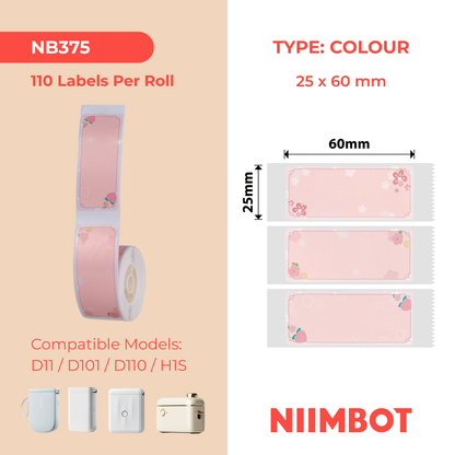 NB375 - NIIMBOT - D11 / D101 / D110 / H1S - R25X60MM -110 ÉTIQUETTES PAR ROULEAU - SAKURA ERYA