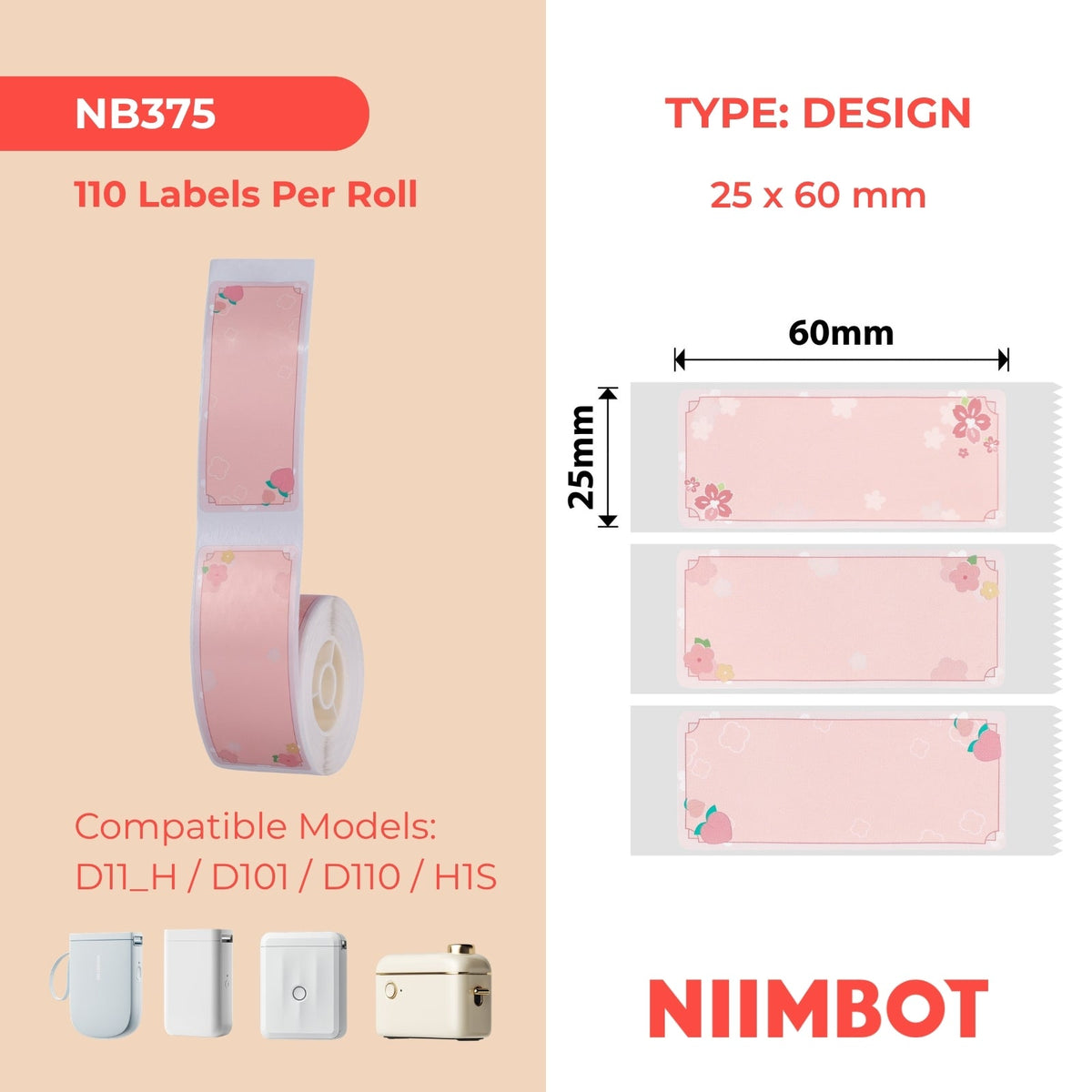 NIIMBOT - D Range - 25x60mm - Sakura Erya - 110 Labels