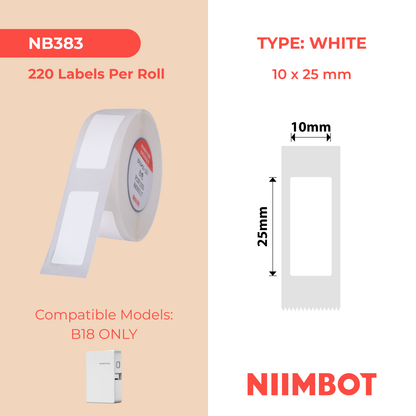 NB383 - NIIMBOT - B18 / N1 - 10X25MM - 220 WHITE LABELS