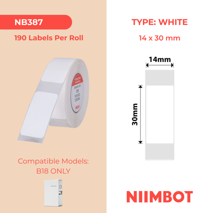 NB387 - NIIMBOT - B18 / N1 - 14X30MM - 190 WHITE LABELS