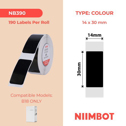 NB390 - NIIMBOT - B18 / N1 - EW14X30mm - 190 ÉTIQUETTES PAR ROULEAU - NOIR