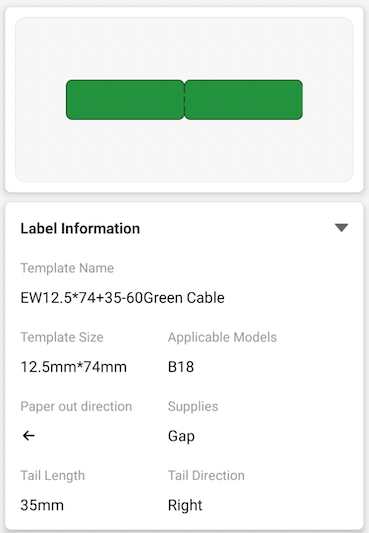 NB406 - NIIMBOT - B18 / N1 - EW12,5X109mm - 60 ETICHETTE PER ROTOLO - VERDE - CAVO