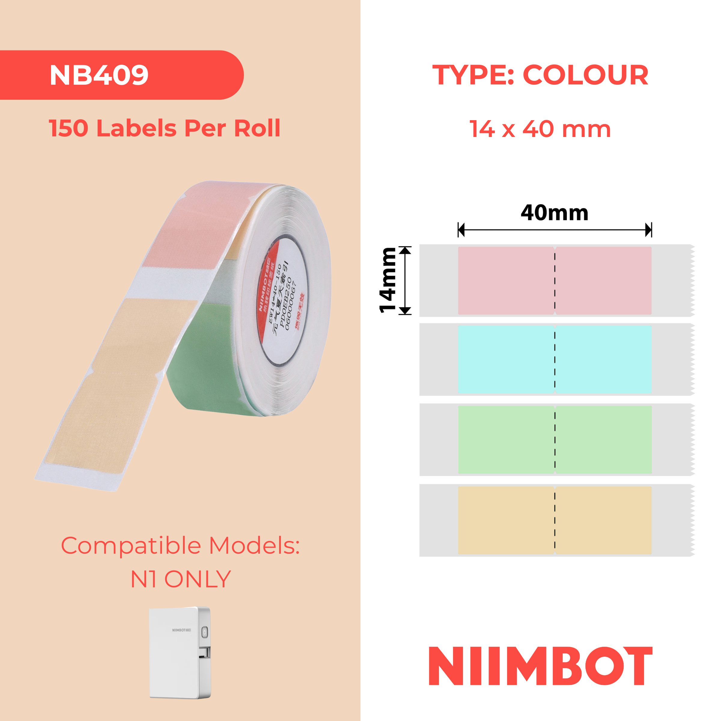 NB409 - NIIMBOT - B18 / N1 - 14X40MM - 150 SUMMER LABELS