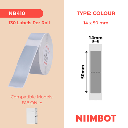 NB410 - NIIMBOT - B18 / N1 - 14X50MM - 130 DARK SILVER LABELS