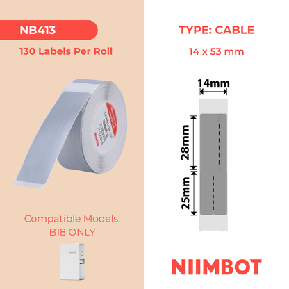 NB413 - NIIMBOT - B18 / N1 - EY14X53mm - 130 ETICHETTE PER ROTOLO - ARGENTO SCURO - DESIGN GIOIELLI