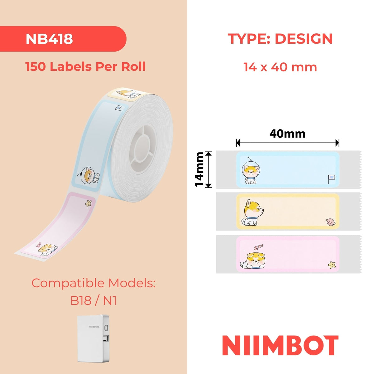 NIIMBOT - N1 - 14x40mm - Dreamer Achai - 150 Labels