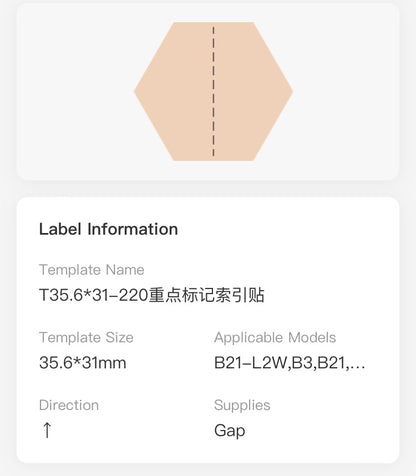 NB436 - NIIMBOT - B1 / B21 / B3S / B4 - 35.6X31MM - 220 MULTI-COLOUR HEXAGON LABELS