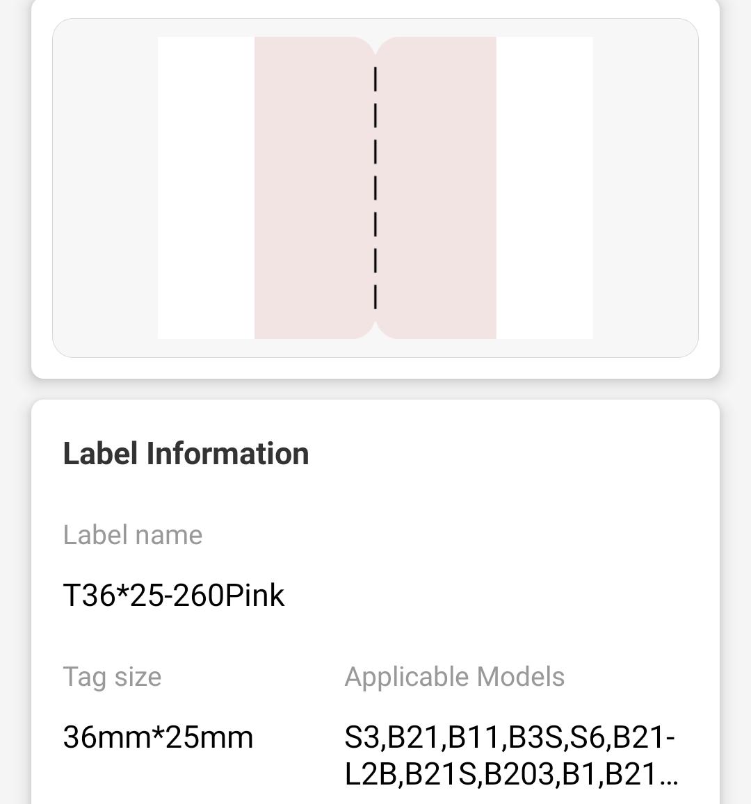 NB442 - Niimbot - B1 / B21 / B3S / B4 - 36x25mm - 260 Pink Index Sticker Labels