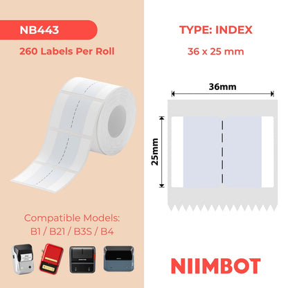 NB443 - NIIMBOT - B1 / B21 / B3S / B4 - 36 x 25 mm - 260 étiquettes par rouleau - Étiquettes autocollantes grises