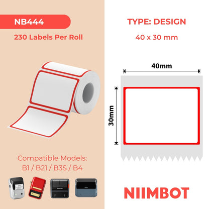 NIIMBOT - B Range - 40x30mm - Red Frame - 230 Labels
