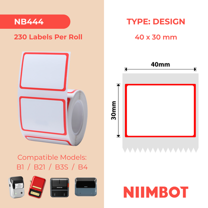 NB444 - NIIMBOT - B1 / B21 / B3S / B4 - 40X30MM - 230 RED FRAME LABELS