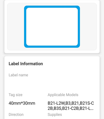 NB445 - NIIMBOT - B1 / B21 / B3S / B4 - 40X30MM - 230 BLUE FRAME LABELS