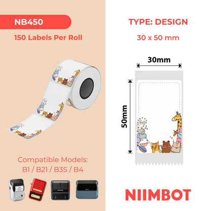 NIIMBOT - B Range - 30x50mm - Fun Animal - 150 Labels