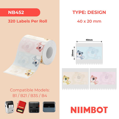 NIIMBOT - B Range - 40x20mm - Cute Bear - 320 Labels