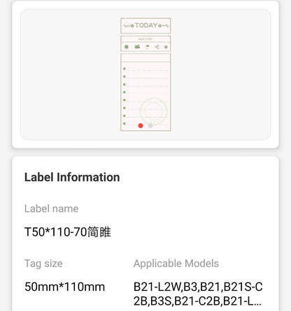 NB462 - NIIMBOT - B1 / B21 / B3S / B4 - 50X110MM - 70 TO DO LIST LABELS
