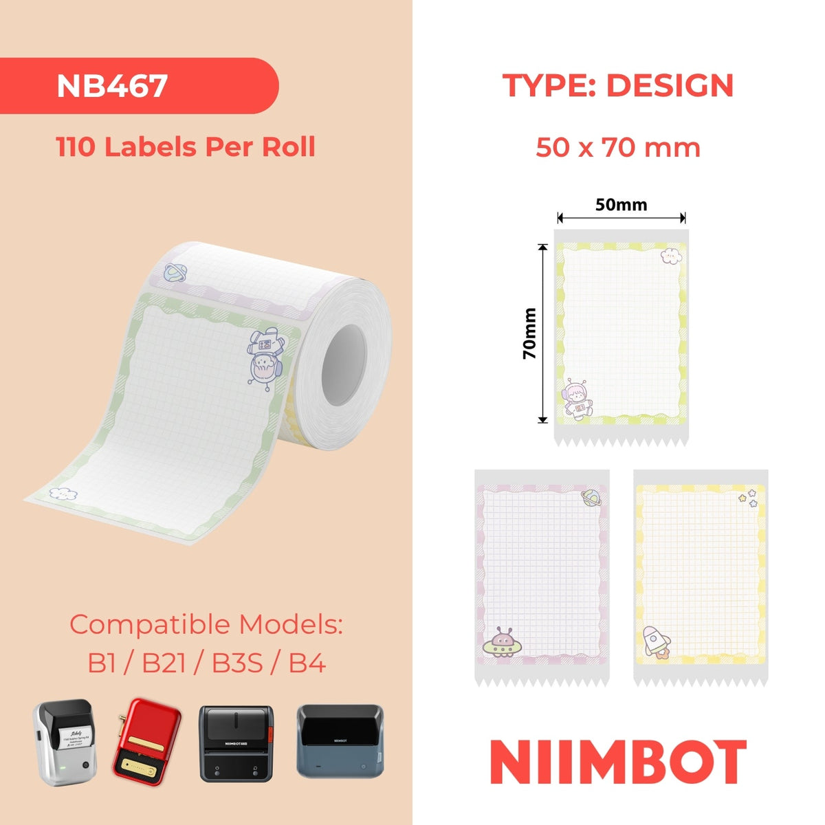 NIIMBOT - B Range - 50x70mm - Camping - 110 Labels