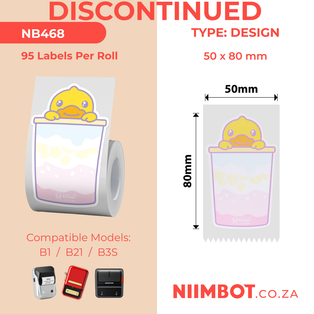 NIIMBOT - B Range - 50x80mm - Duck - Discontinued - 95 Labels