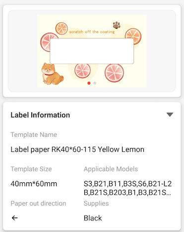 NB471 - NIIMBOT - B1 / B21 / B3S / B4 - TP40X60MM - 115 ETICHETTE PER ROTOLO - DESIGN GIALLO LIMONE