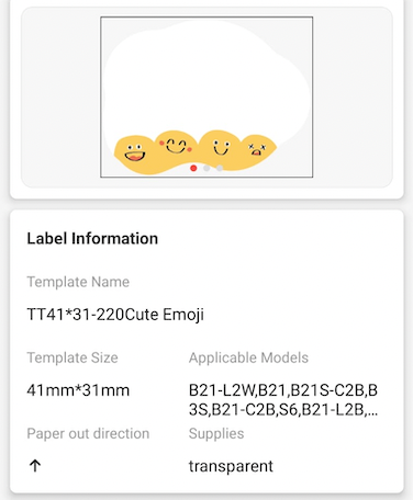 NB473 - NIIMBOT - B1 / B21 / B3S / B4 - TT41X31MM - 220 LABELS PER ROLL -  CUTE EMOJIS DESIGN