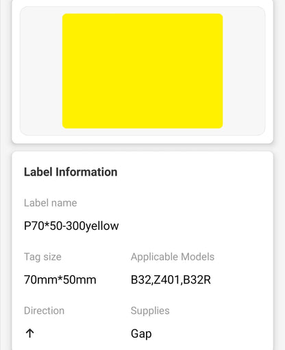 NB480 - NIIMBOT - M3 ONLY - 70X50MM - 380 YELLOW LABELS