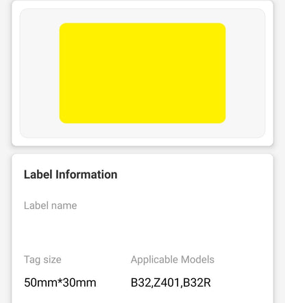 NB482 - NIIMBOT - Z401 UNIQUEMENT - ÉTIQUETTES À TRANSFERT THERMIQUE - PL50X30MM - 500 JAUNES 