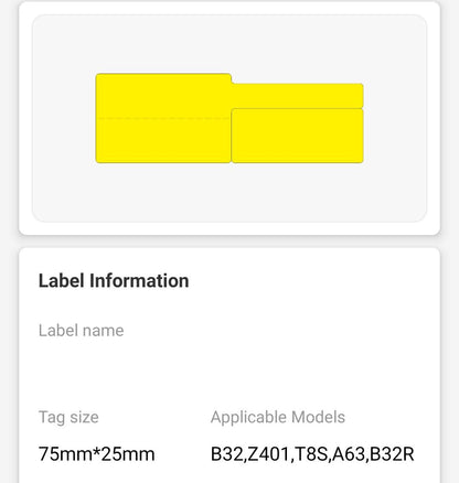 NB492 - NIIMBOT - Z401 ONLY - THERMAL TRANSFER LABELS - P38X25+37MM - 500 MULTIPURPOSE YELLOW CABLE