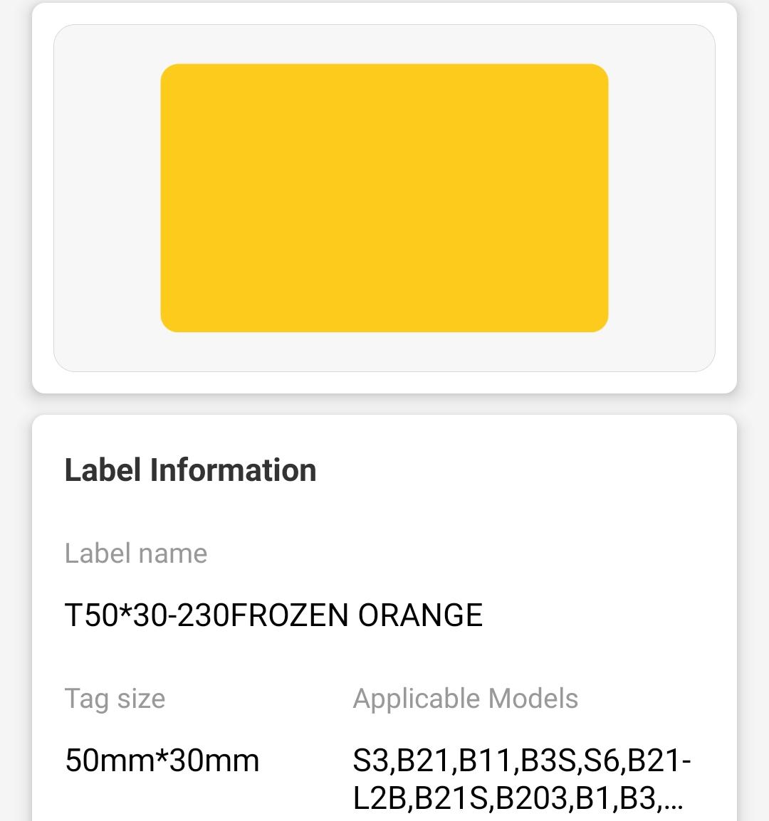 NB494 - NIIMBOT - B1 / B21 / B3S / B4 - T50X30MM - 230 ETICHETTE TERMICHE - ARANCIO CONGELATO