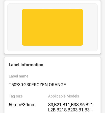 NB494 - NIIMBOT - B1 / B21 / B3S / B4 - T50X30MM - 230 ETICHETTE TERMICHE - ARANCIO CONGELATO