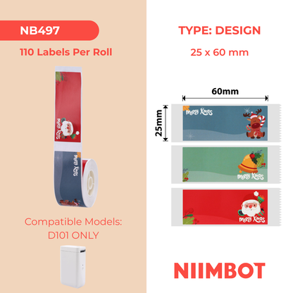 NB497 - NIIMBOT - D101 ONLY - 25X60MM - 110 CHRISTMAS LABELS
