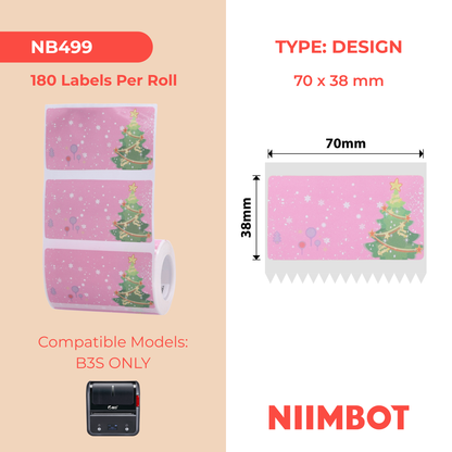 NB499 - NIIMBOT - SOLO B3S - 70X38MM - 180 ETICHETTE PER ROTOLO - ALBERO DI NATALE