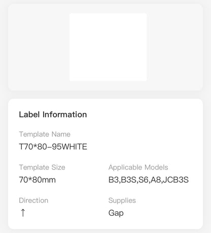 NB513 - NIIMBOT - SOLO B3S - T70X80MM - 95 ETICHETTE PER ROTOLO - BIANCO