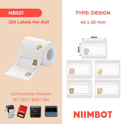 NIIMBOT - B Range - 40x20mm - Animal Messages - 320 Labels