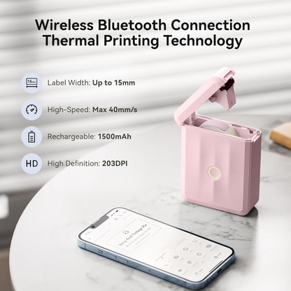 NB524 - NIIMBOT - D110_M - PORTABLE BLUETOOTH LABEL PRINTER INCL FREE LABEL ROLL (12X40MM)