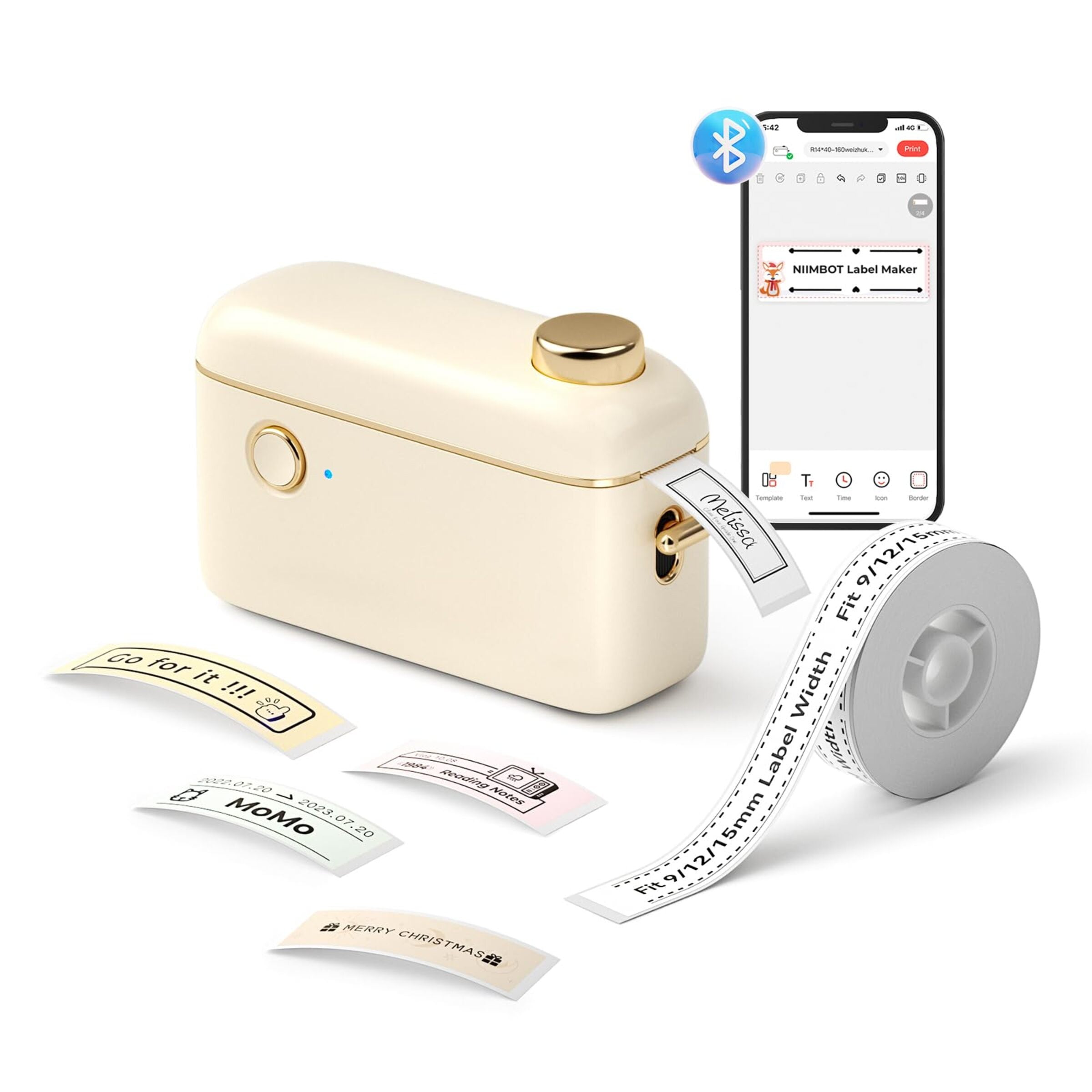 NB526 - NIIMBOT H1S - STAMPANTE PER ETICHETTE BLUETOOTH - 203 DPI - FUNZIONE ETICHETTA CONTINUA - BIANCO CREMA - ETICHETTA GRATUITA ALL'INTERNO
