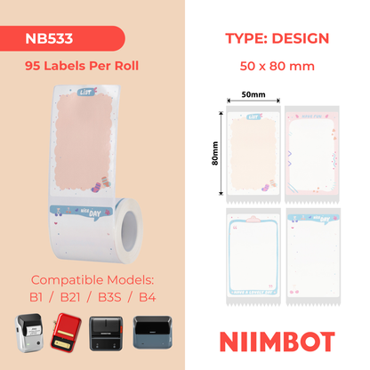 NB533 - NIIMBOT - B1 / B21 / B3S / B4 - 50X80MM - 95 CUTE MEMO LABELS