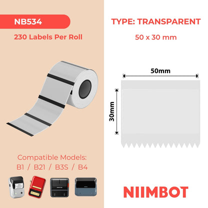 NIIMBOT - B Range - 50x30mm - Transparent - 230 Labels