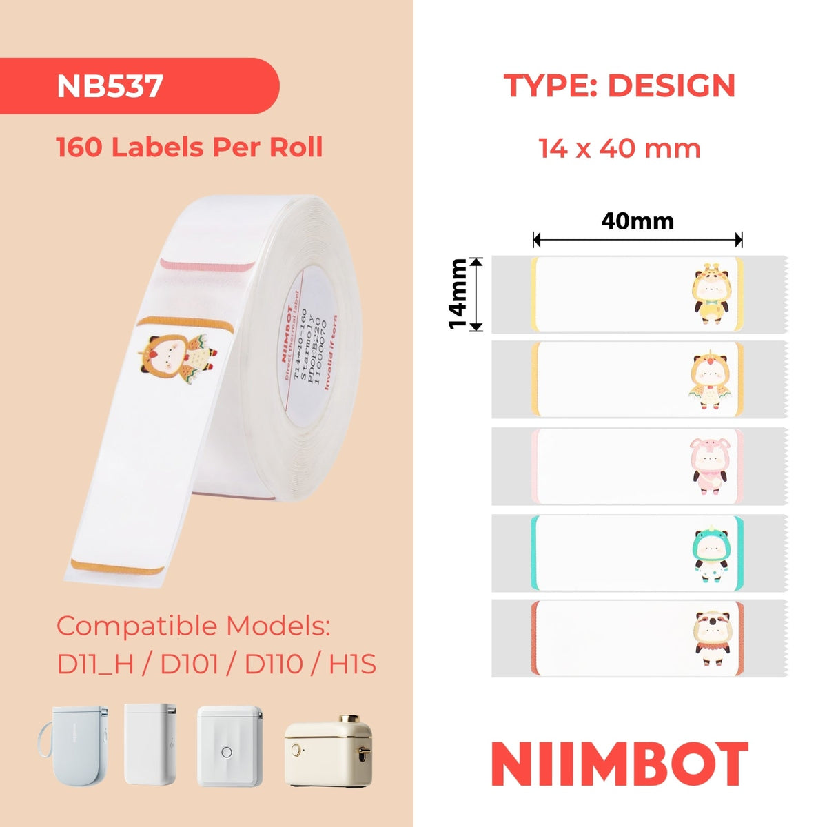 NIIMBOT - D Range - 14x40mm - Starmoly - 160 Labels