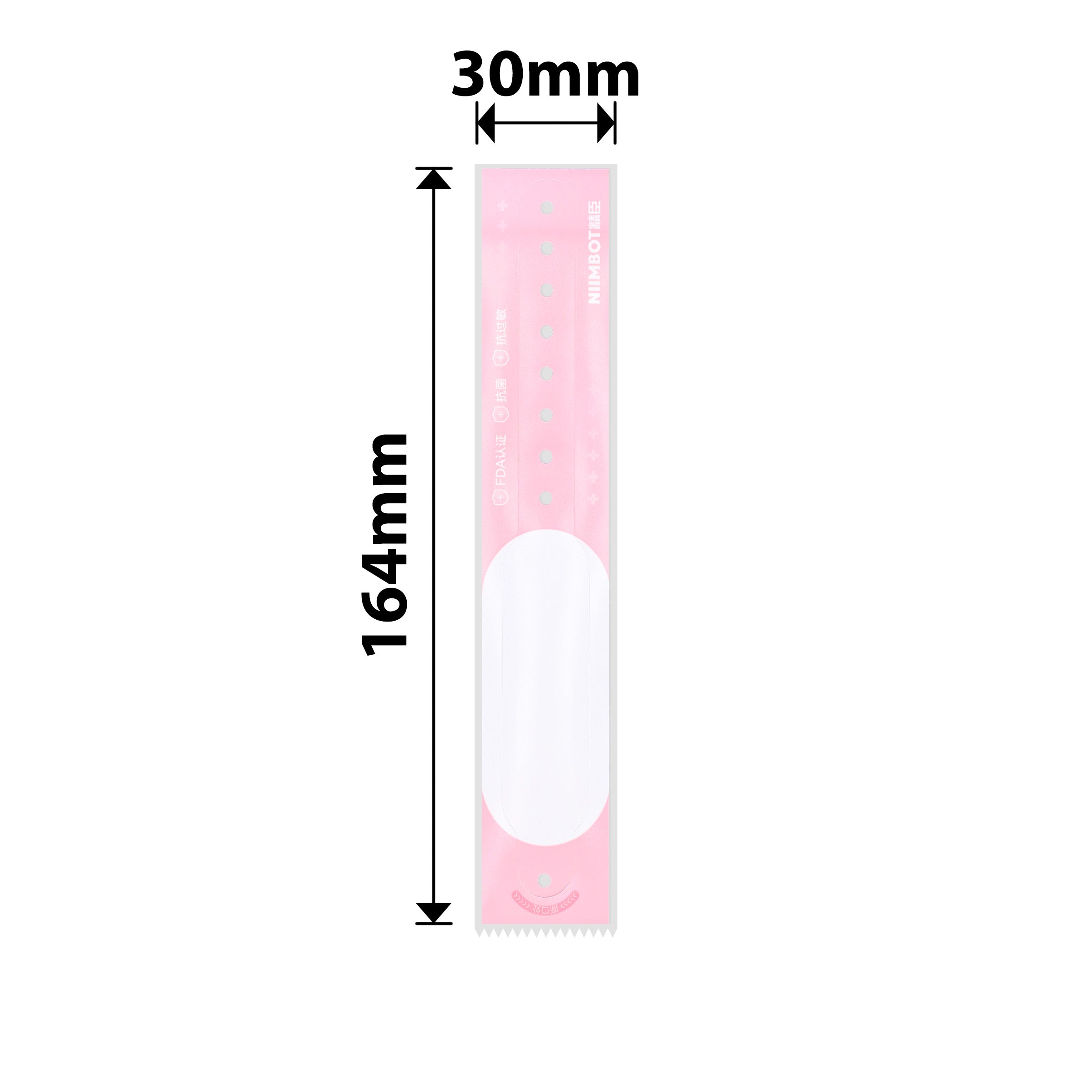 NB618 - NIIMBOT - K2 / K3 - TS30X164MM - 100 WRISTBANDS PER ROLL - PINK - NEWBORN