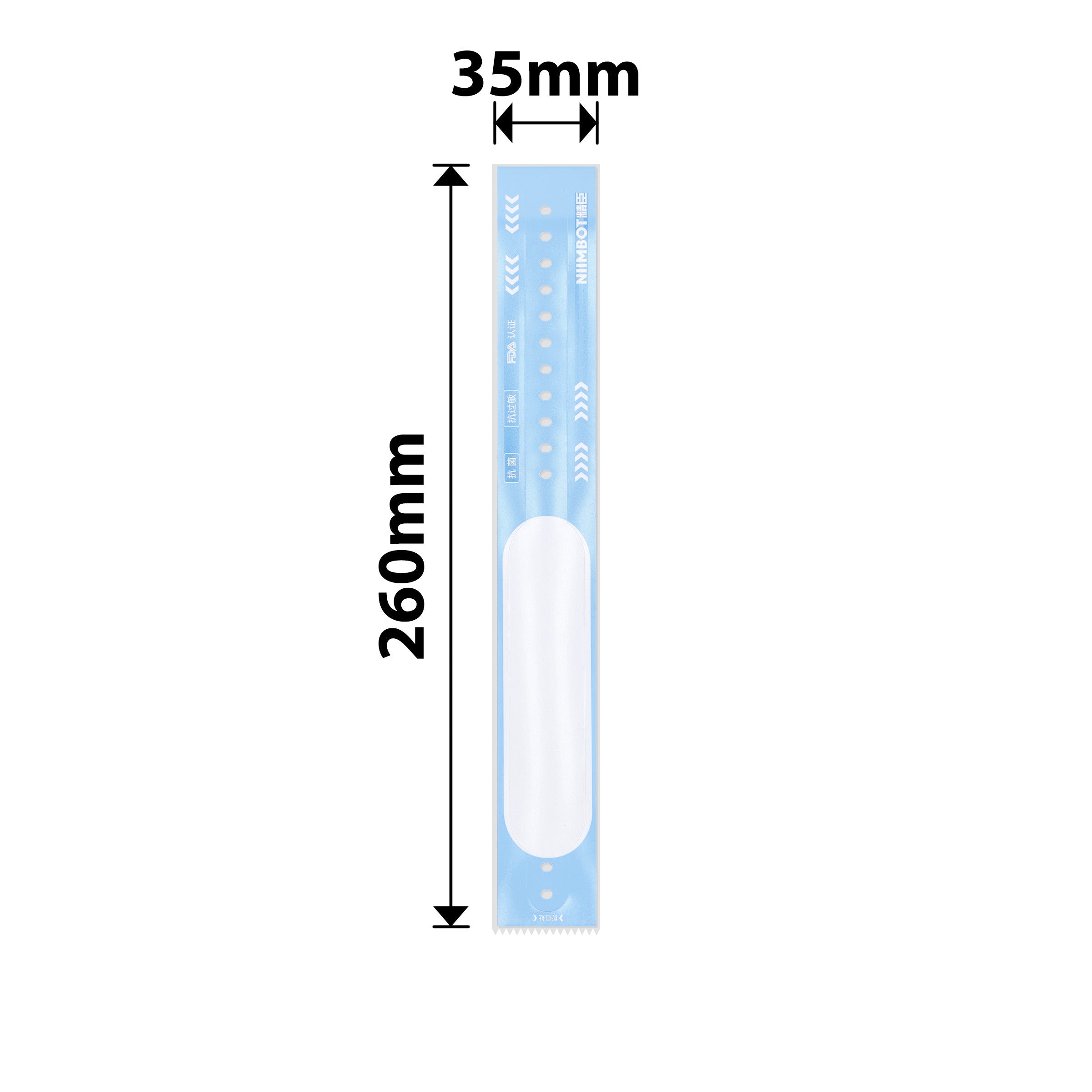 NB619 - NIIMBOT - K2 / K3 - TS35X260MM - 100 WRISTBANDS PER ROLL - BLUE - ADULT WRISTBAND
