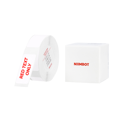 NB637 - NIIMBOT - D11 / D101 / D110 / H1S - T14X30MM - 195 ETICHETTE PER ROTOLO - BIANCO - SOLO TESTO ROSSO - RETTANGOLO