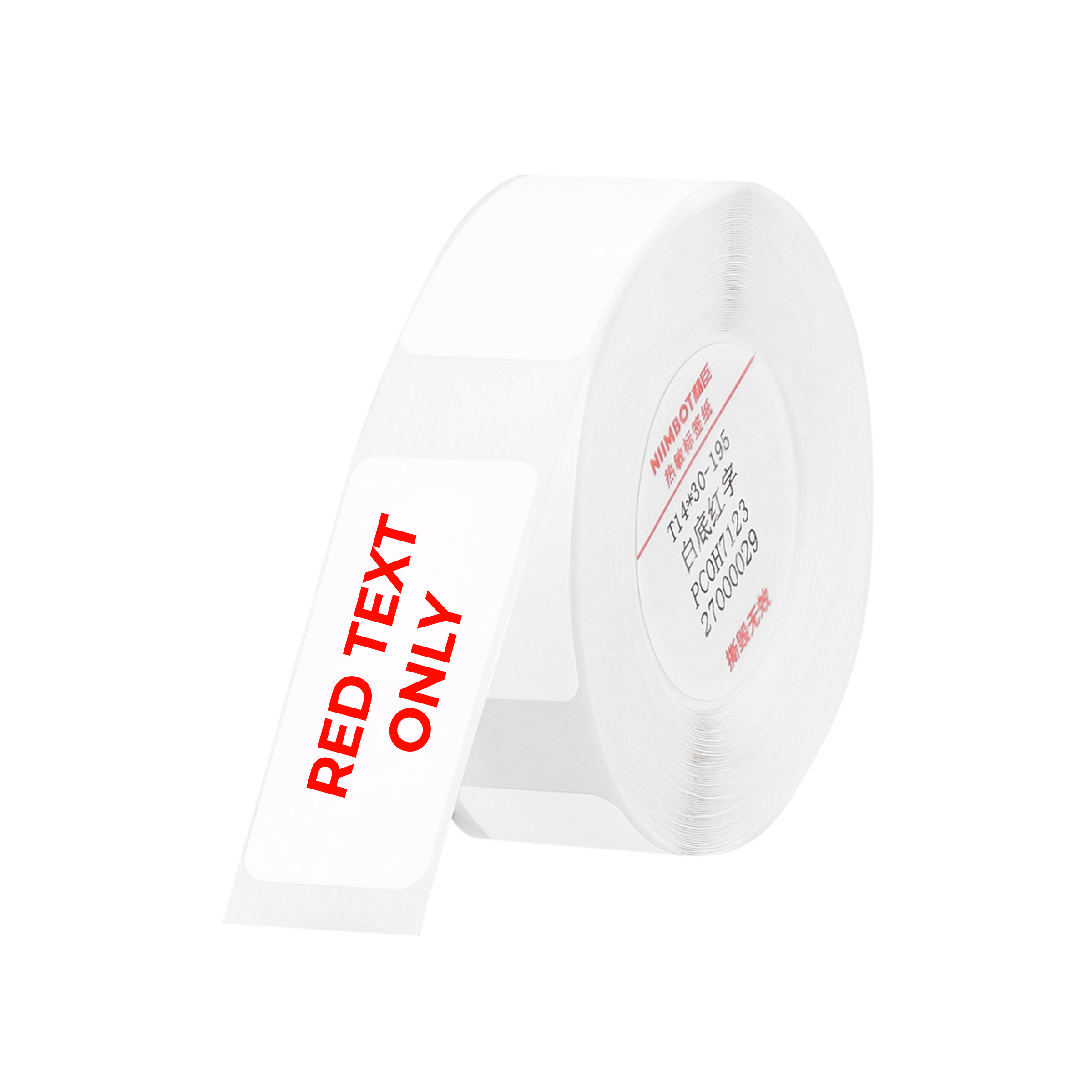 NB637 - NIIMBOT - D11 / D101 / D110 / H1S - T14X30MM - 195 LABELS PER ROLL - WHITE - RED TEXT ONLY - RECTANGLE