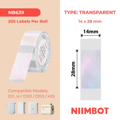 NIIMBOT - D Range - 14x28mm - Pink Round Transparent - 205 Labels